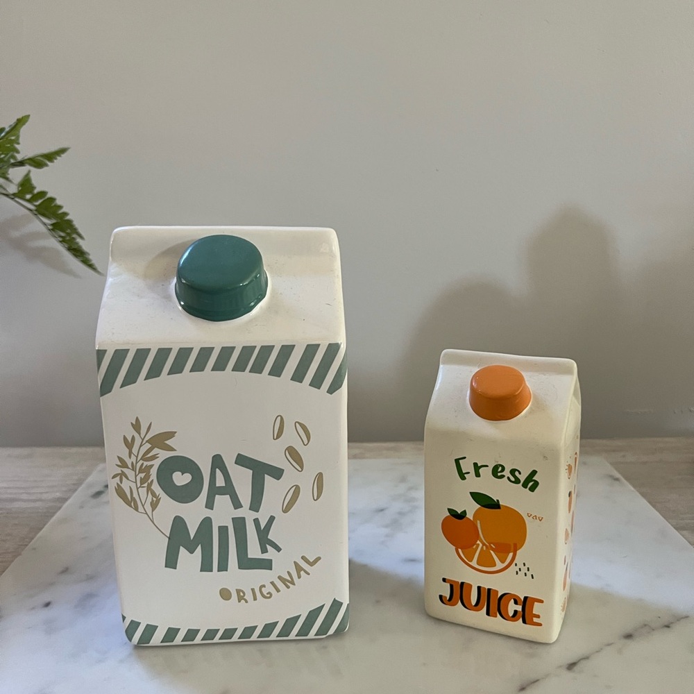 Ceramic Oat Milk and Juice Carton Vase